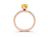 Rose gold Oval Cut Yellow Sapphire Solitaire Ring with Pavé Accents and Four-Prong Setting_27