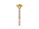 Rose gold Oval Cut Yellow Sapphire Solitaire Ring with Pavé Band and Four-Prong Setting_62