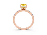 Rose gold Oval Cut Yellow Sapphire Solitaire Ring with Pavé Band and Four-Prong Setting_63