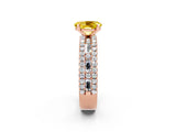 Rose gold Oval Cut Yellow Sapphire Solitaire Ring with Pavé and Channel Set Band_26
