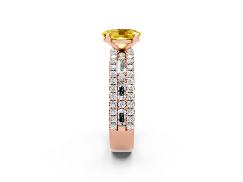 Rose gold Oval Cut Yellow Sapphire Solitaire Ring with Pavé and Channel Set Band_26