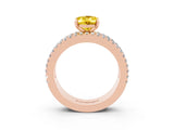 Rose gold Oval Cut Yellow Sapphire Solitaire Ring with Pavé and Channel Set Band_27