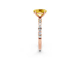 Rose gold Oval Cut Yellow Sapphire Solitaire Ring with Pave Band and Four Prong Setting_50