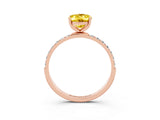 Rose gold Oval Cut Yellow Sapphire Solitaire Ring with Pave Band and Four Prong Setting_51