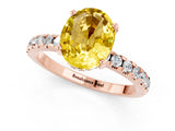 Rose gold Oval Cut Yellow Sapphire Solitaire Ring with Round  Pavé Band and Four-Prong Setting_45
