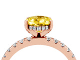 Rose gold Oval Cut Yellow Sapphire Solitaire Ring with Round  Pavé Band and Four-Prong Setting_48