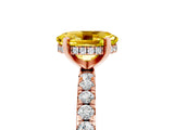 Rose gold Oval Cut Yellow Sapphire Solitaire Ring with Round  Pavé Band and Four-Prong Setting_49