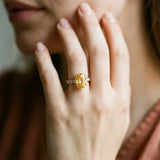 Rose gold Oval Cut Yellow Sapphire Solitaire Ring with Round  Pavé Band and Four-Prong Setting_80