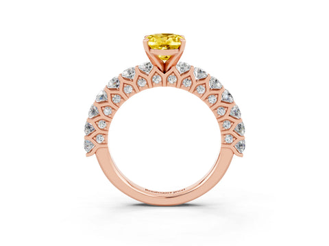 Rose gold Oval Cut Yellow Sapphire Solitaire Ring with Shared Prong Pavé Band and Four-Prong Setting_3