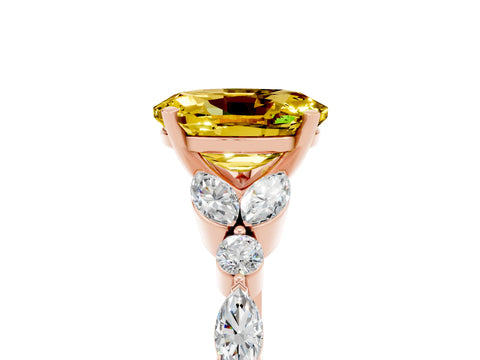 Rose gold Oval Cut Yellow Sapphire Solitaire Ring with Side Stones and Four-Prong Setting_17