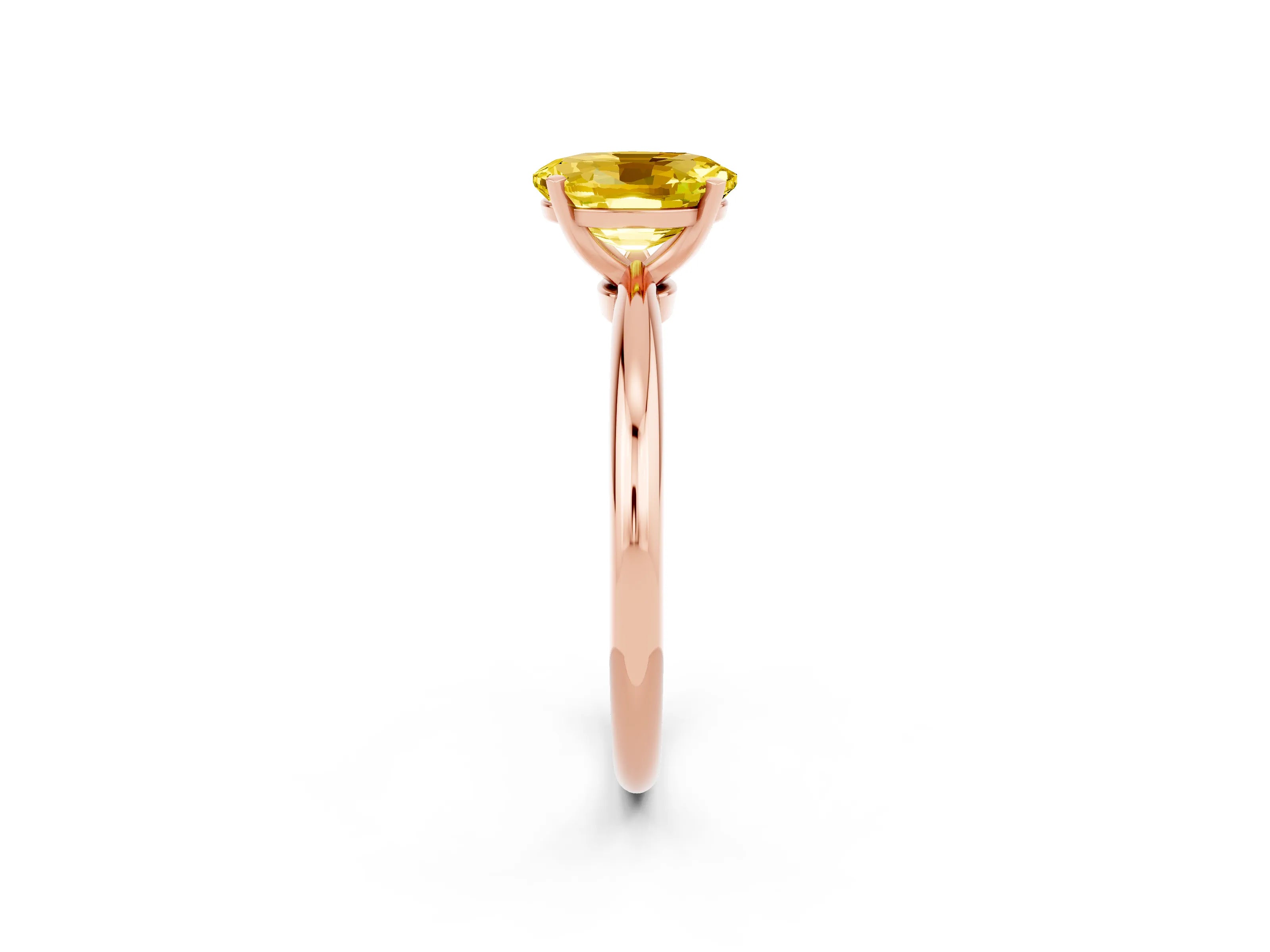 Rose gold Oval Cut Yellow Sapphire Solitaire Ring with Six-Prong Setting and Classic Band_2