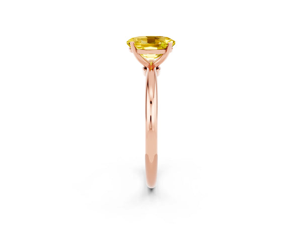 Rose gold Oval Cut Yellow Sapphire Solitaire Ring with Six-Prong Setting and Classic Band