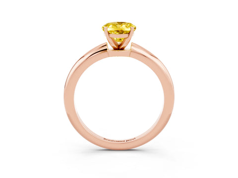 Rose gold Oval Cut Yellow Sapphire Solitaire Ring with Six-Prong Setting and Classic Band_3