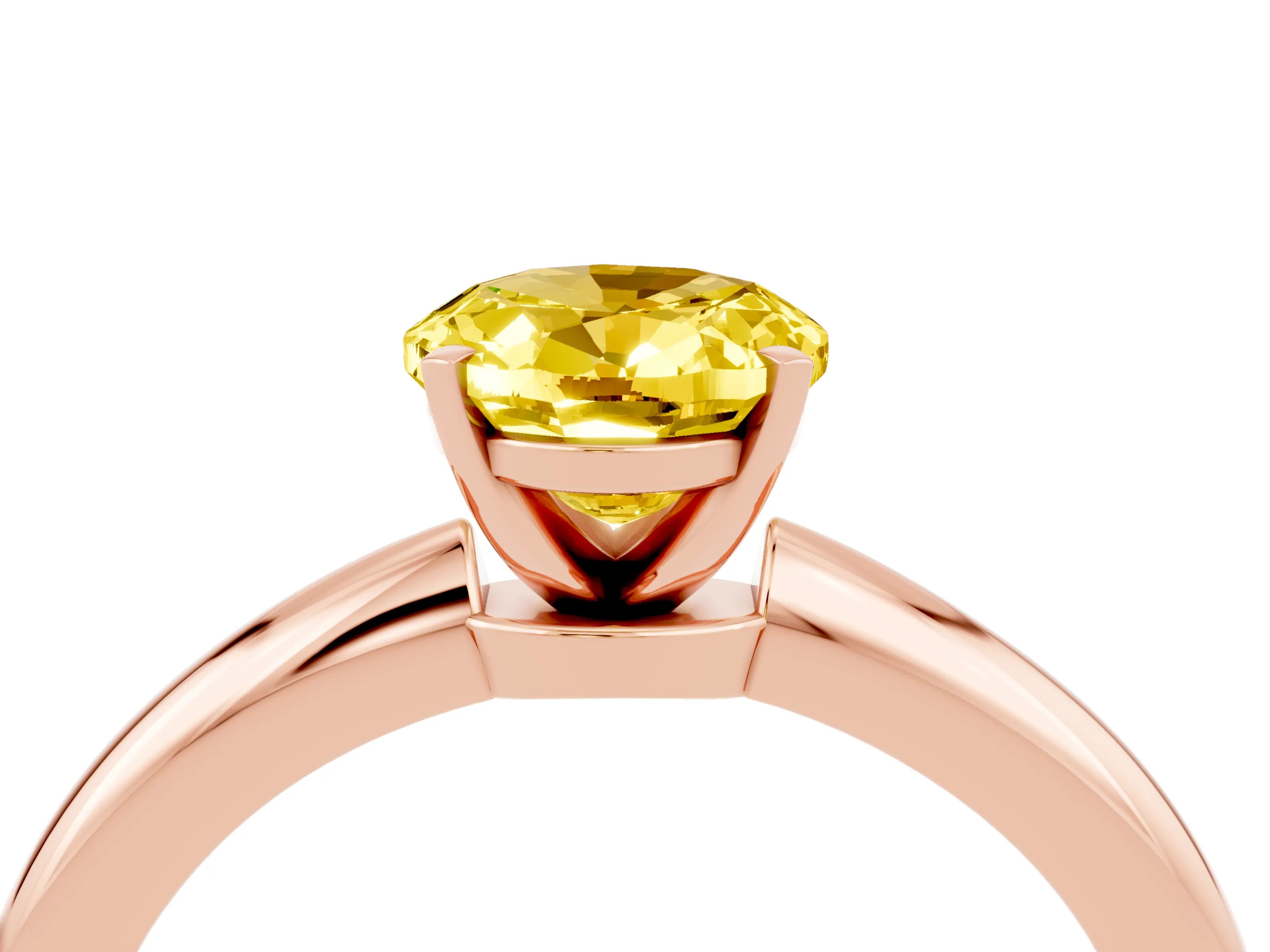 Rose gold Oval Cut Yellow Sapphire Solitaire Ring with Six-Prong Setting and Classic Band_4