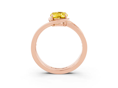 Rose gold Oval Cut Yellow Sapphire Solitaire Ring with Split Shank and Prong Setting_3