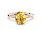 Rose gold Oval Cut Yellow Sapphire Solitaire Ring with Thin Band and Four-Prong Setting_36