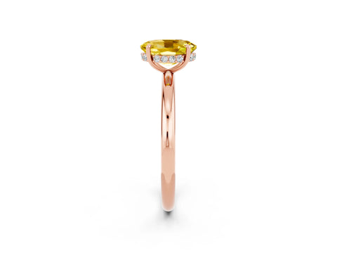 Rose gold Oval Cut Yellow Sapphire Solitaire Ring with Thin Band and Four-Prong Setting_38