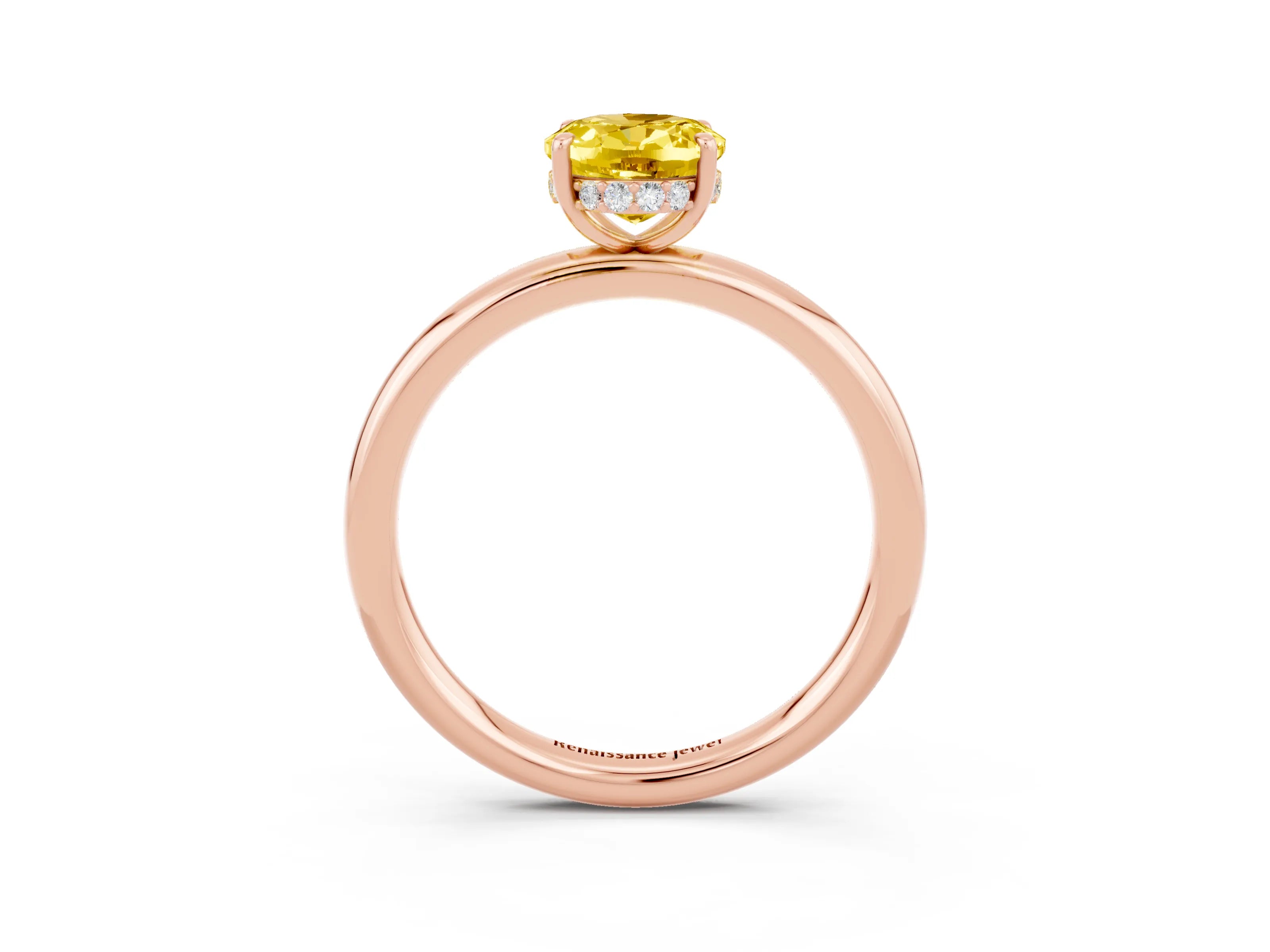 Rose gold Oval Cut Yellow Sapphire Solitaire Ring with Thin Band and Four-Prong Setting_39