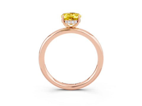Rose gold Oval Cut Yellow Sapphire Solitaire Ring with Thin Band and Four-Prong Setting_39