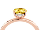 Rose gold Oval Cut Yellow Sapphire Solitaire Ring with Thin Band and Four-Prong Setting_40