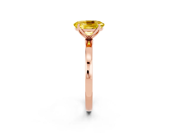 Rose gold Oval Cut Yellow Sapphire Solitaire Ring with Thin Band and Prong Setting