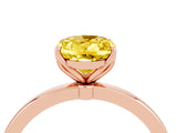 Rose gold Oval Cut Yellow Sapphire Solitaire Ring with Thin Band and Prong Setting_16