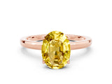 Rose gold Oval Cut Yellow Sapphire Solitaire Ring with Thin Band and Prong Setting_24