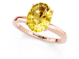 Rose gold Oval Cut Yellow Sapphire Solitaire Ring with Thin Band and Prong Setting_25