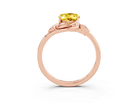 Rose gold Oval Cut Yellow Sapphire Solitaire Ring with Twist Band and Four-Prong Setting_27