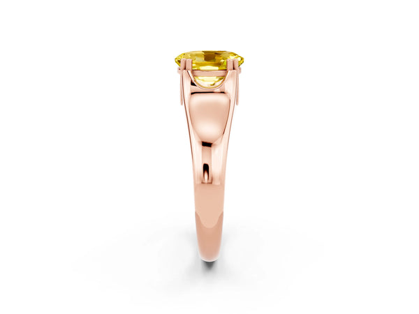 Rose gold Oval Cut Yellow Sapphire Solitaire Ring with Wide Band and Prong Setting