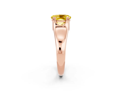 Rose gold Oval Cut Yellow Sapphire Solitaire Ring with Wide Band and Prong Setting_26