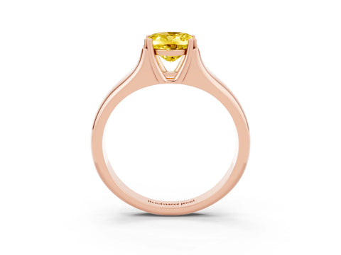 Rose gold Oval Cut Yellow Sapphire Solitaire Ring with Wide Band and Prong Setting_27
