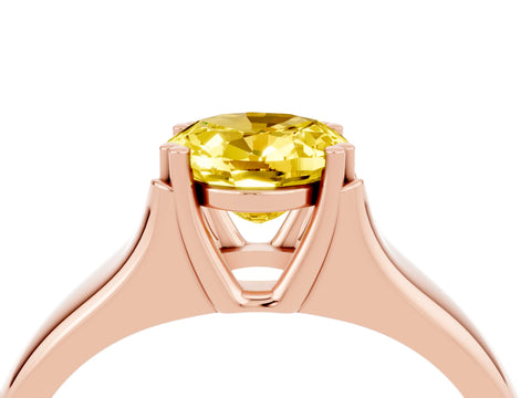 Rose gold Oval Cut Yellow Sapphire Solitaire Ring with Wide Band and Prong Setting_28