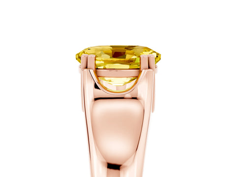 Rose gold Oval Cut Yellow Sapphire Solitaire Ring with Wide Band and Prong Setting_29