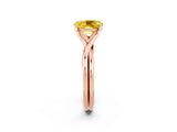 Rose gold Oval Cut Yellow Sapphire Solitaire Twist Band Prong Setting Ring_86