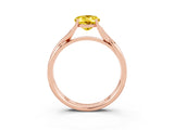 Rose gold Oval Cut Yellow Sapphire Solitaire Twist Band Prong Setting Ring_87