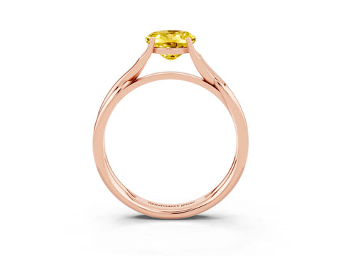 Rose gold Oval Cut Yellow Sapphire Solitaire Twist Band Prong Setting Ring_87