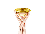 Rose gold Oval Cut Yellow Sapphire Solitaire Twist Band Prong Setting Ring_89