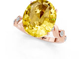 Rose gold Oval Cut Yellow Sapphire Solitaire Twisted Band with Round  Accents and Prong Setting_13