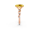 Rose gold Oval Cut Yellow Sapphire Solitaire Twisted Band with Round  Accents and Prong Setting_14