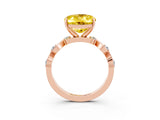 Rose gold Oval Cut Yellow Sapphire Solitaire Twisted Band with Round  Accents and Prong Setting_15