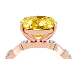 Rose gold Oval Cut Yellow Sapphire Solitaire Twisted Band with Round  Accents and Prong Setting_16