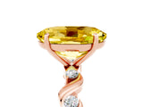Rose gold Oval Cut Yellow Sapphire Solitaire Twisted Band with Round  Accents and Prong Setting_17