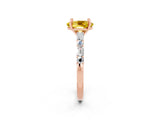 Rose gold Oval Cut Yellow Sapphire Solitaire with Side Baguettes and Channel Set Band_26