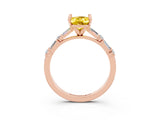 Rose gold Oval Cut Yellow Sapphire Solitaire with Side Baguettes and Channel Set Band_27
