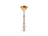 Rose gold Oval Cut Yellow Sapphire Solitaire with Side Stones on a Pavé Band and Four-Prong Setting_26