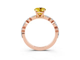 Rose gold Oval Cut Yellow Sapphire Solitaire with Side Stones on a Pavé Band and Four-Prong Setting_27