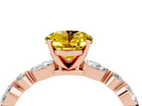 Rose gold Oval Cut Yellow Sapphire Solitaire with Side Stones on a Pavé Band and Four-Prong Setting_28