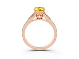 Rose gold Oval Cut Yellow Sapphire Split Shank Engagement Ring with Pavé Band_27