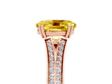 Rose gold Oval Cut Yellow Sapphire Split Shank Engagement Ring with Pavé Band_29